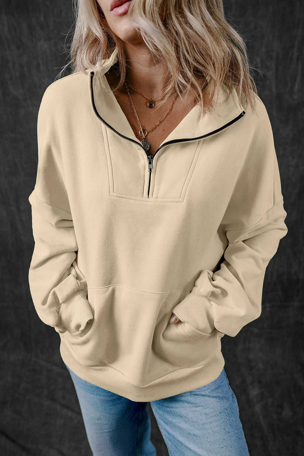 Smoke Gray Half Zip Pullover