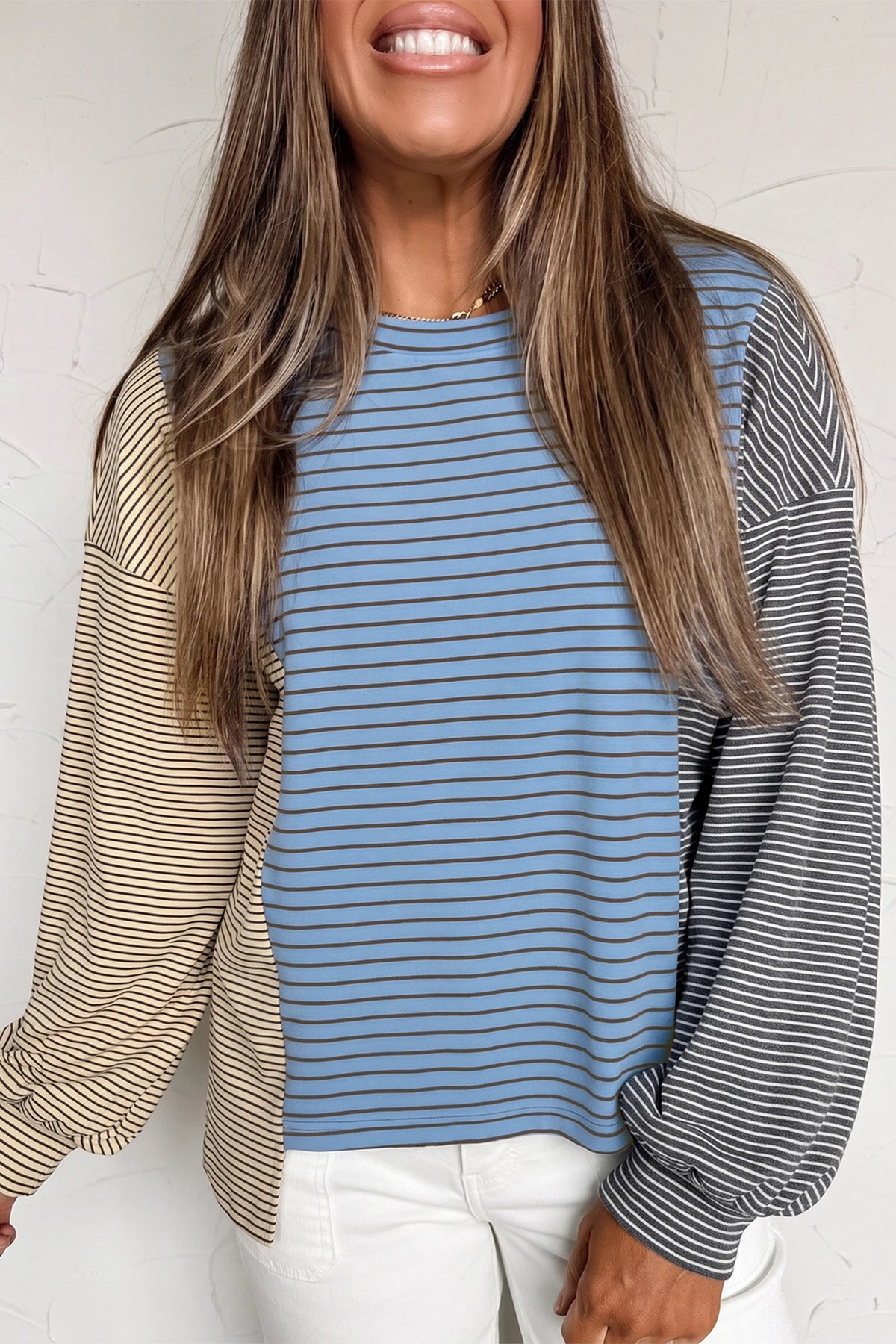 Stripe Color Block Long Sleeve Top
